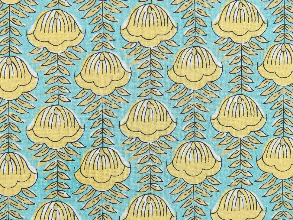 Beliani Koristetyyny Puuvilla Sininen/Keltainen 45 X 45 Cm Wakegi Hot