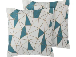 Beliani Koristetyyny Puuvilla Sininen 45 X 45 Cm 2 Kpl Clarkia Shop