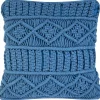Beliani Koristetyyny Puuvilla Sininen Makramee 45 X 45 Cm Karatas Fashion
