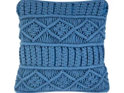 Beliani Koristetyyny Puuvilla Sininen Makramee 45 X 45 Cm Karatas Fashion
