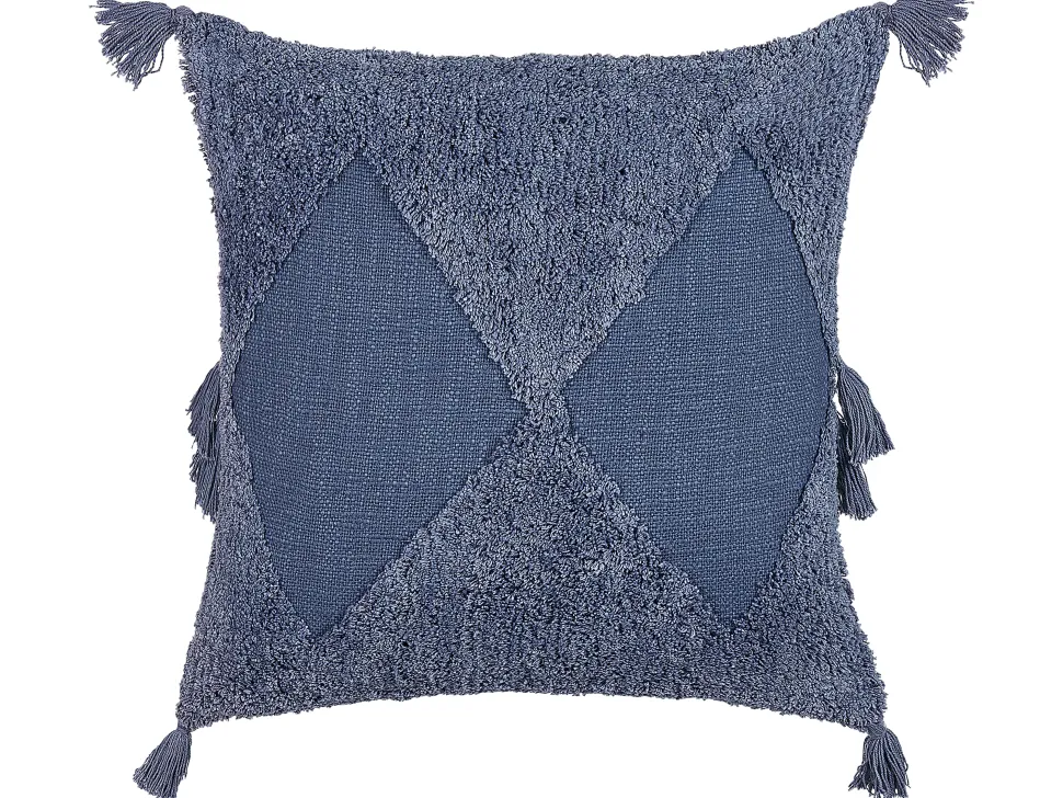Beliani Koristetyyny Puuvilla Sininen Tuftattu 45 X 45 Cm Avium Online