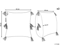 Beliani Koristetyyny Puuvilla Sininen Tuftattu 45 X 45 Cm 2 Kpl Avium Online