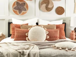 Beliani Koristetyyny Puuvilla Vaalea Beige 45 Cm Madia Hot