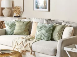 Beliani Koristetyyny Puuvilla Vaaleanvihrea 45 X 45 Cm Bacopa Flash Sale