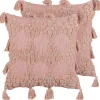 Beliani Koristetyyny Puuvilla Vaaleanpunainen 45 X 45 Cm 2 Kpl Torenia Clearance