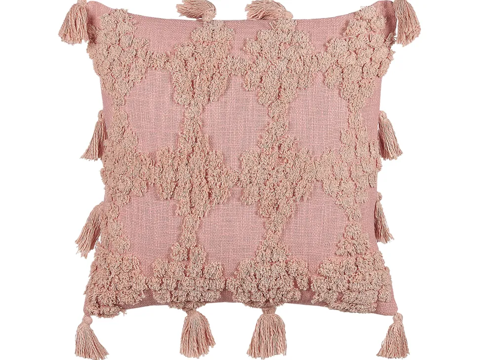 Beliani Koristetyyny Puuvilla Vaaleanpunainen 45 X 45 Cm 2 Kpl Torenia Clearance