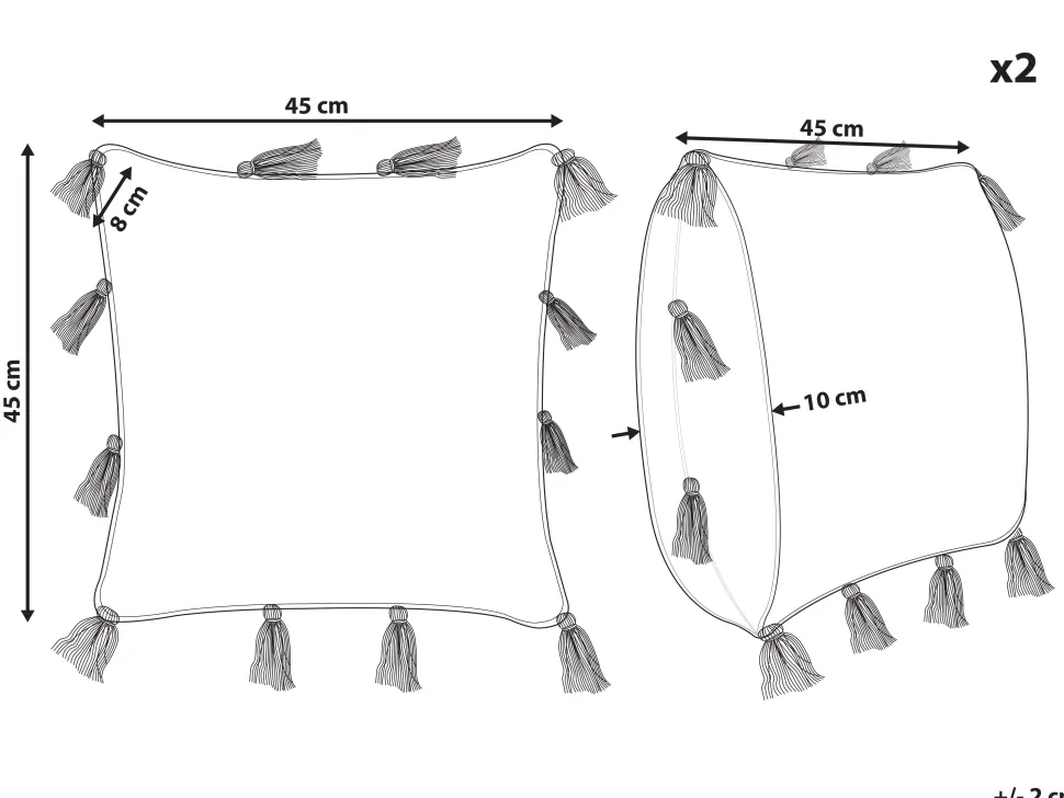 Beliani Koristetyyny Puuvilla Vaaleanpunainen 45 X 45 Cm 2 Kpl Torenia Clearance