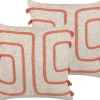 Beliani Koristetyyny Puuvilla Vaalea Beige/Koralli 45 X 45 Cm 2 Kpl Pleione Fashion