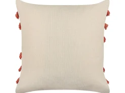 Beliani Koristetyyny Puuvilla Vaalea Beige/Koralli 45 X 45 Cm 2 Kpl Pleione Fashion