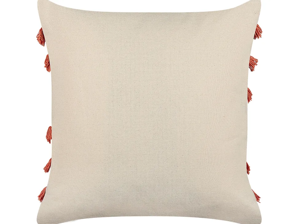 Beliani Koristetyyny Puuvilla Vaalea Beige/Koralli 45 X 45 Cm 2 Kpl Pleione Fashion