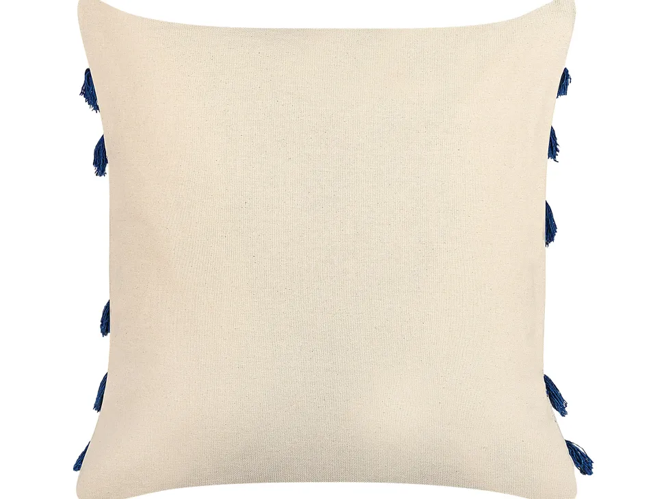 Beliani Koristetyyny Puuvilla Vaalea Beige/Laivastonsininen 45 X 45 Cm 2 Kpl Pleione Online