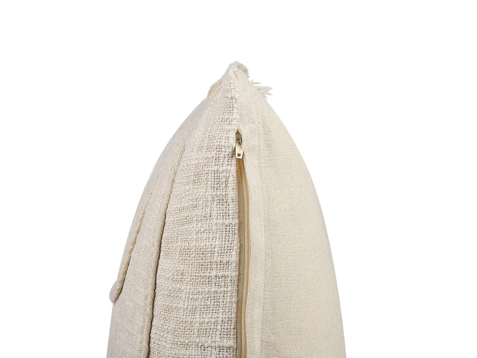 Beliani Koristetyyny Puuvilla Vaalea Beige 45 X 45 Cm Pleione Clearance