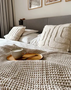 Beliani Koristetyyny Puuvilla Vaalea Beige 45 X 45 Cm 2 Kpl Pleione New