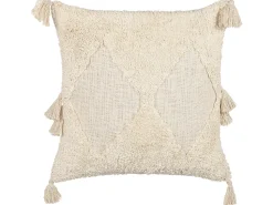 Beliani Koristetyyny Puuvilla Vaalea Beige 45 X 45 Cm Avium Sale