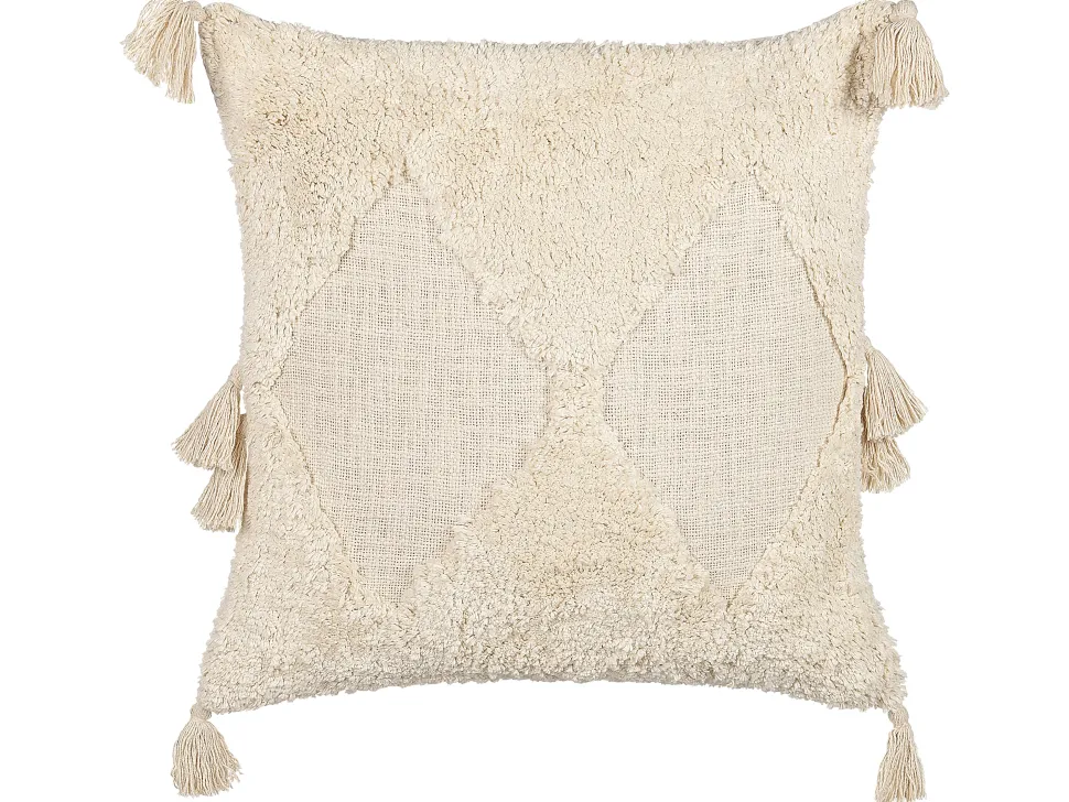 Beliani Koristetyyny Puuvilla Vaalea Beige 45 X 45 Cm Avium Sale