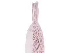 Beliani Koristetyyny Puuvilla Vaaleanpunainen Makramee 40 X 40 Cm Yaniklar Cheap