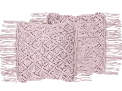Beliani Koristetyyny Puuvilla Vaaleanpunainen Makramee 40 X 40 Cm 2 Kpl Yaniklar Sale