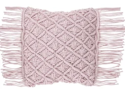Beliani Koristetyyny Puuvilla Vaaleanpunainen Makramee 40 X 40 Cm 2 Kpl Yaniklar Sale