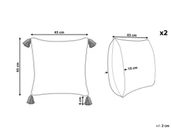 Beliani Koristetyyny Puuvilla Valkoinen/Sininen 45 X 45 Cm 2 Kpl Cornus Clearance