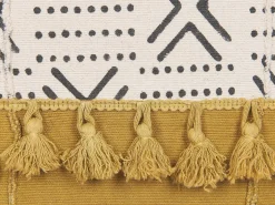 Beliani Koristetyyny Puuvilla Valkoinen/Keltainen 45 X 45 Cm Woodi Best