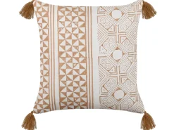 Beliani Koristetyyny Puuvilla Valkoinen/Vaaleanruskea 45 X 45 Cm Malus Store