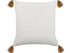 Beliani Koristetyyny Puuvilla Valkoinen/Vaaleanruskea 45 X 45 Cm Malus Store