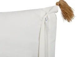 Beliani Koristetyyny Puuvilla Valkoinen/Vaaleanruskea 45 X 45 Cm Malus Store