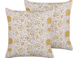 Beliani Koristetyyny Puuvilla Valkoinen/Keltainen 45 X 45 Cm 2 Kpl Calathea Cheap