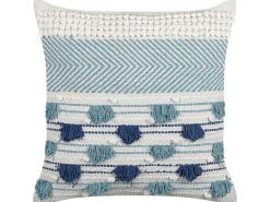 Beliani Koristetyyny Puuvilla Valkoinen/Sininen 45 X 45 Cm Datura Outlet