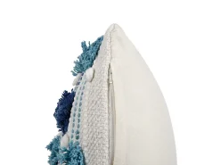 Beliani Koristetyyny Puuvilla Valkoinen/Sininen 45 X 45 Cm Datura Outlet