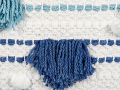 Beliani Koristetyyny Puuvilla Valkoinen/Sininen 45 X 45 Cm Datura Outlet