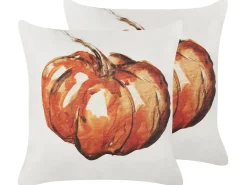 Beliani Koristetyyny Sametti Beige/Oranssi 45 X 45 Cm 2 Kpl Curbita Shop