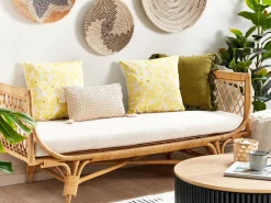 Beliani Koristetyyny Sametti Beige/Keltainen 45 X 45 Cm 2 Kpl Triteleia Shop