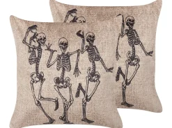 Beliani Koristetyyny Sametti Beige 45 X 45 Cm 2 Kpl Mortesti Shop