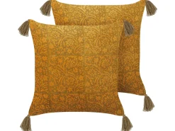 Beliani Koristetyyny Sametti Keltainen 45 X 45 Cm 2 Kpl Rheum Store