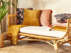 Beliani Koristetyyny Sametti Keltainen 45 X 45 Cm 2 Kpl Rheum Store