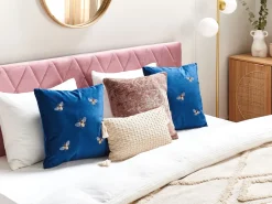 Beliani Koristetyyny Sametti Kirjailtu Sininen 45 X 45 Cm 2 Kpl Talinum Online