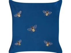 Beliani Koristetyyny Sametti Kirjailtu Sininen 45 X 45 Cm 2 Kpl Talinum Online