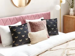 Beliani Koristetyyny Sametti Musta 45 X 45 Cm 2 Kpl Yuzuri Online