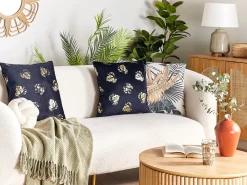 Beliani Koristetyyny Sametti Musta 45 X 45 Cm 2 Kpl Goldenrod New