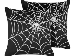 Beliani Koristetyyny Sametti Mustavalkoinen 45 X 45 Cm 2 Kpl Lycoris New