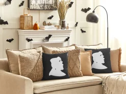 Beliani Koristetyyny Sametti Mustavalkoinen 45 X 45 Cm 2 Kpl Franklinia Sale