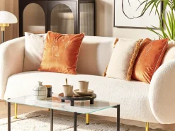 Beliani Koristetyyny Sametti Oranssi 45 X 45 Cm 2 Kpl Crocus Hot