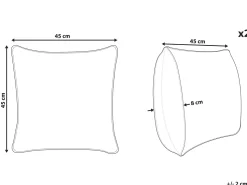 Beliani Koristetyyny Sametti Oranssi Lehtikuvio 45 X 45 Cm 2 Kpl Sunflower Store