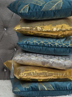 Beliani Koristetyyny Sametti Sinivihrea 45 X 45 Cm 2 Kpl Freesia Cheap