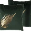 Beliani Koristetyyny Sametti Tummanvihrea 45 X 45 Cm 2 Kpl Fern Hot