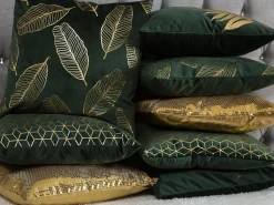 Beliani Koristetyyny Sametti Tummanvihrea 45 X 45 Cm 2 Kpl Fern Hot