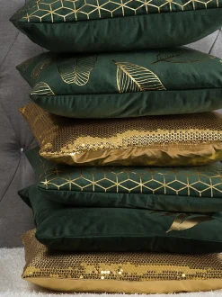 Beliani Koristetyyny Sametti Tummanvihrea 45 X 45 Cm 2 Kpl Fern Hot