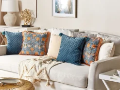 Beliani Koristetyyny Sametti Tummansininen 45 X 45 Cm Ribes Best Sale