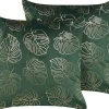 Beliani Koristetyyny Sametti Tummanvihrea 45 X 45 Cm 2 Kpl Monstera Cheap